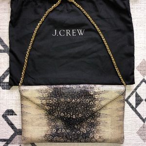J.Crew Snakeskin Leather Clutch with Strap